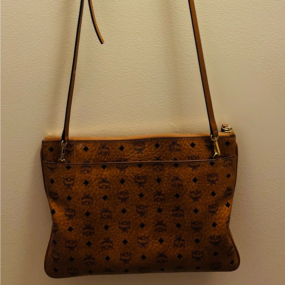MCM Cognac Leather Logo Bag - Picture 7 of 17